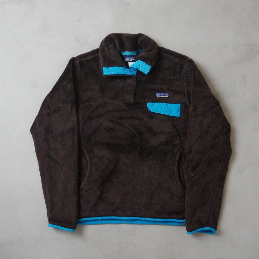 Patagonia Re-Tool Snap-T Fleece Pullover Small Womens Brown Blue